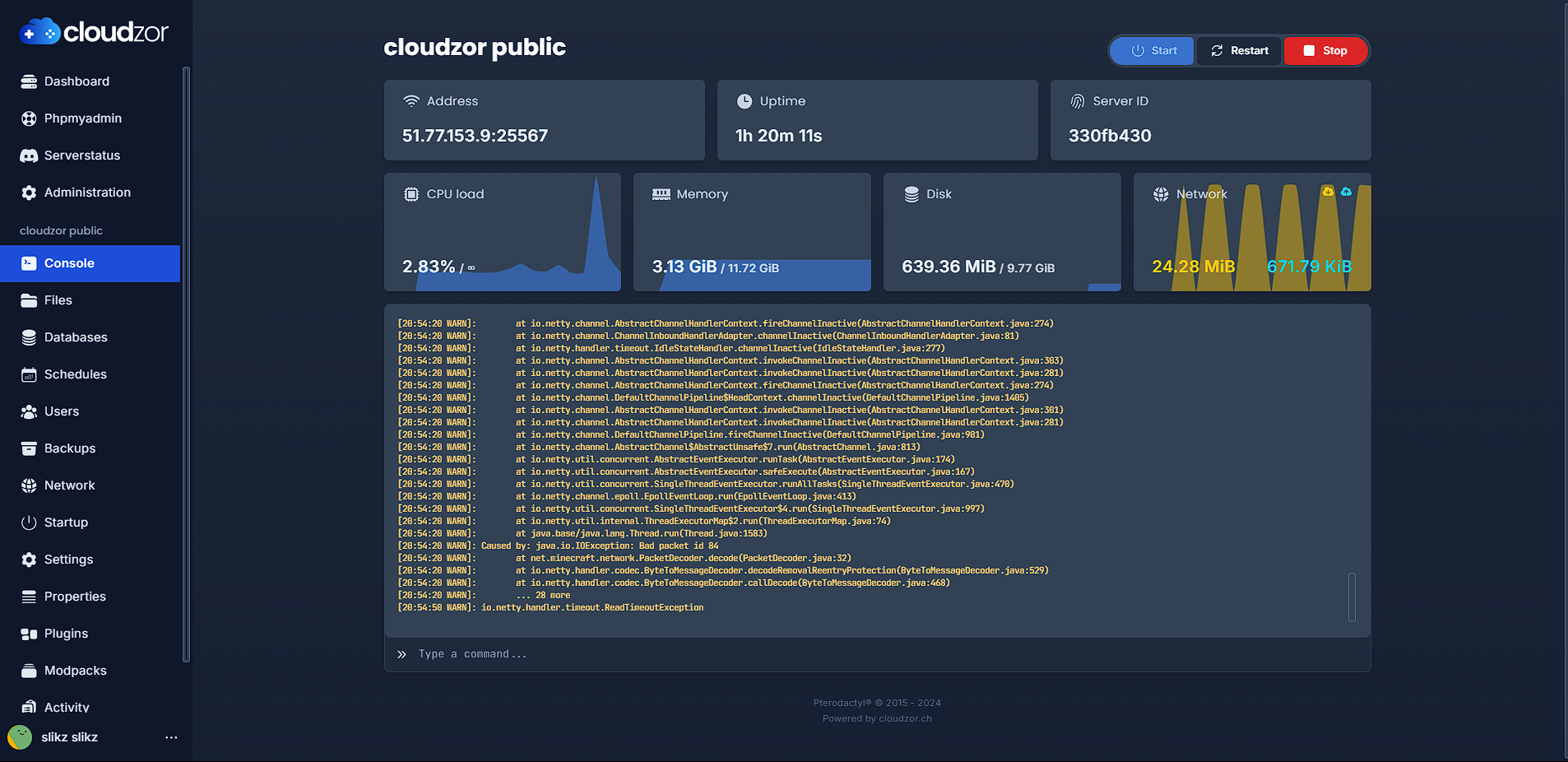 Live Console Overview screenshot